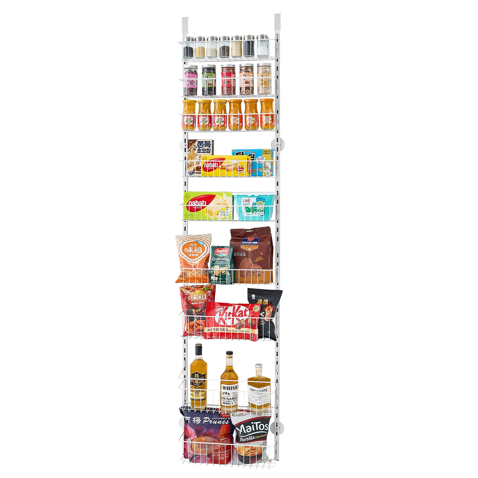 9-Tier Over The Door Pantry Organizer Hanging Storage Rack Adjustable Kitchen_voghion.com